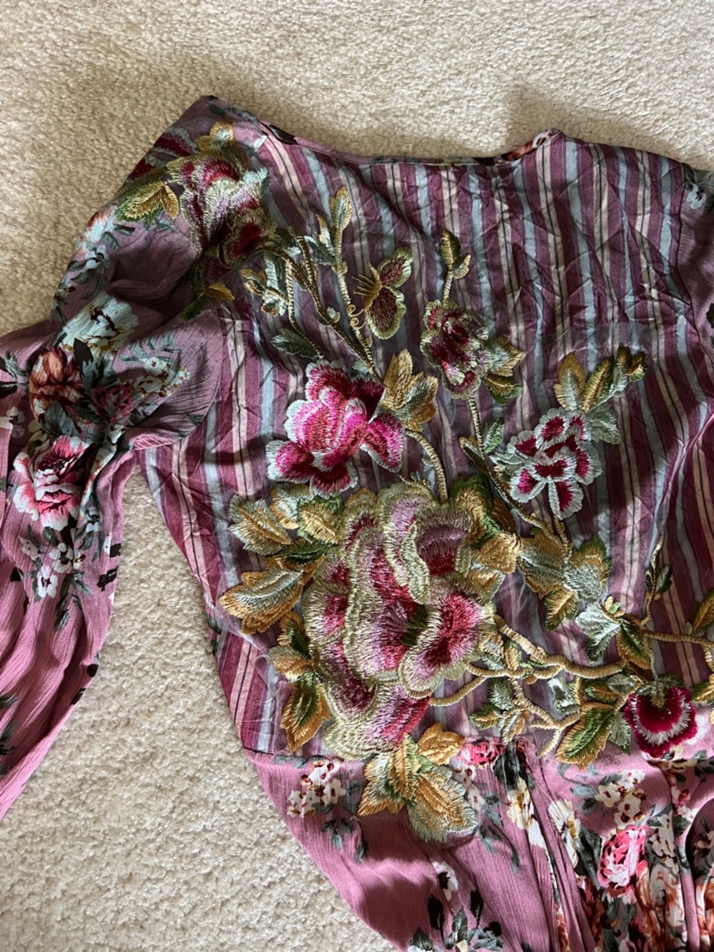 Aratta Silent Journey Floral Wrap Maxi Dress in Mauve Pink with Waist Tie - Picture 12 of 15